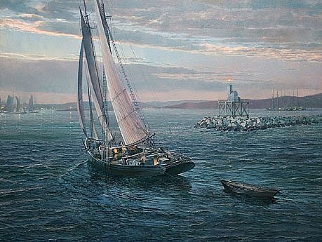 Maarten Platje, Coming Home Late (The Arethusa at Dog Bar Breakwater 1910)
oil on linen, 27 9/16 x 35 7/16 in. (70 x 90 cm)
MP021007