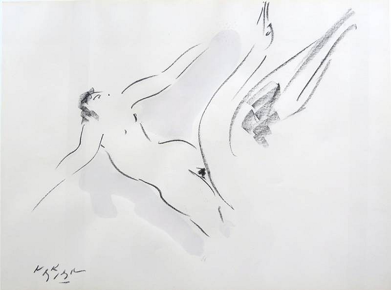 Reuben Nakian, Leda and the Swan, 1983
black litho crayon and wash on paper, 19 3/4 x 26 1/2 in. (50.2 x 67.3 cm)
RN60.80.137