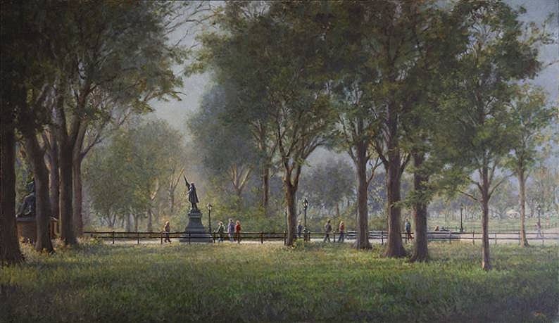 Marla Korr, Morning on the Mall (Central Park), 2013
oil on canvas, 21 x 36 in. (53.3 x 91.4 cm)
MK130401