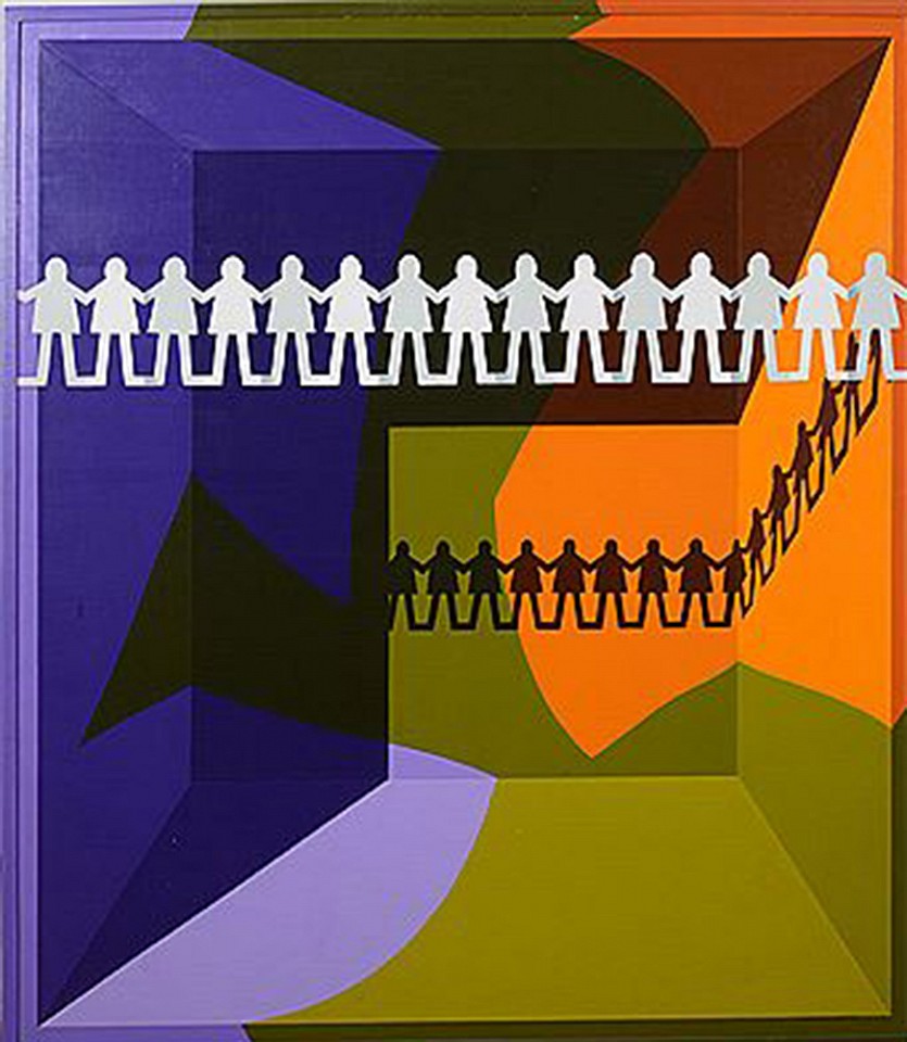 Leonard Everett Fisher, Arrangement #4, Paper People, 1970
acrylic on board, 58 x 48 1/2 in. (147.3 x 123.2 cm)
LEF140801