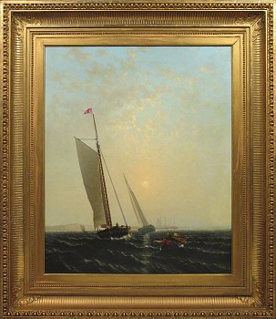 Curtis Harbor View with Sailing Vessel Lizzy