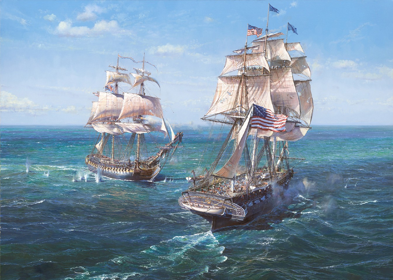 Maarten Platje, USS Constitution vs HMS Java, 2018
oil on linen, 39 3/8 x 55 1/8 in. (100 x 140 cm)
MP181001