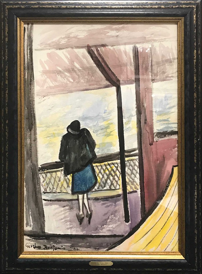 Gershon Benjamin, On the Ferry Boat, 1950
watercolor on paper, 35 x 23 in. (88.9 x 58.4 cm)
GB1803007