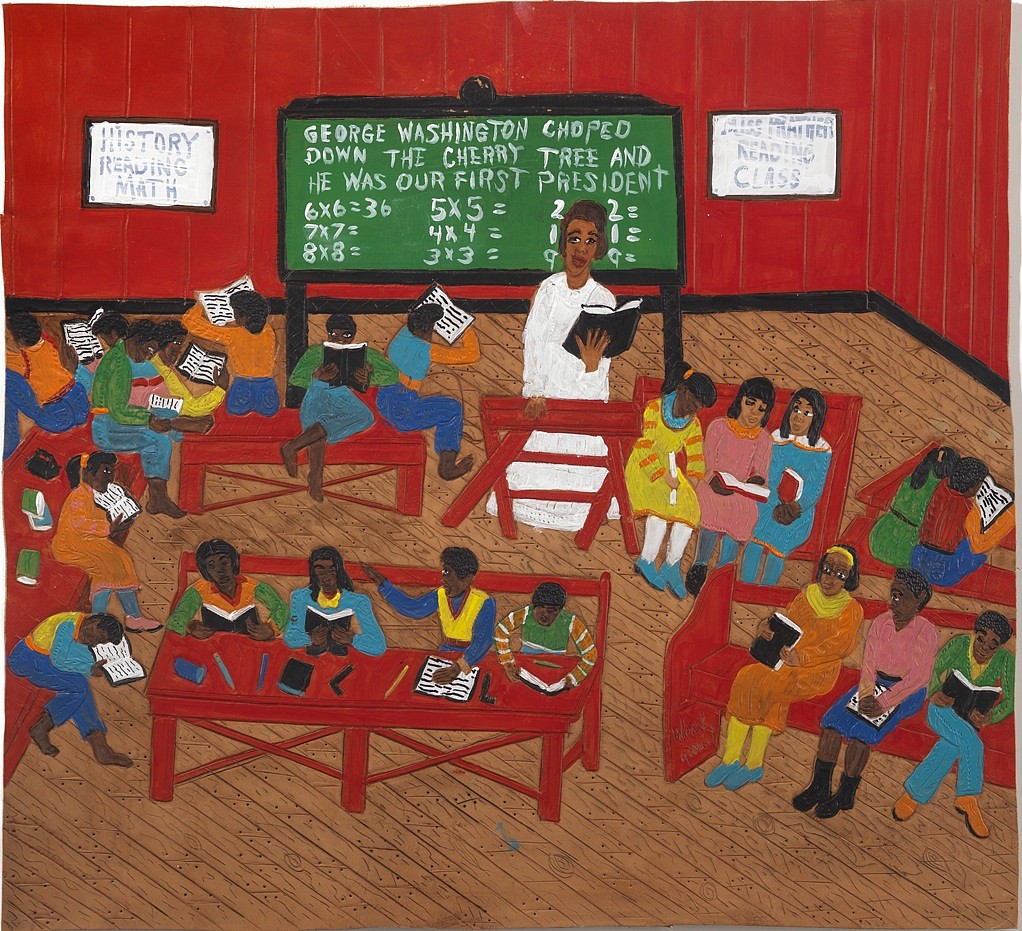 Winfred Rembert, Ms. Prather's Reading Class, 2014
Dye on carved and tooled leather, 35 3/10 x 37 1/2 in. (89.7 x 95.3 cm)
WR190222