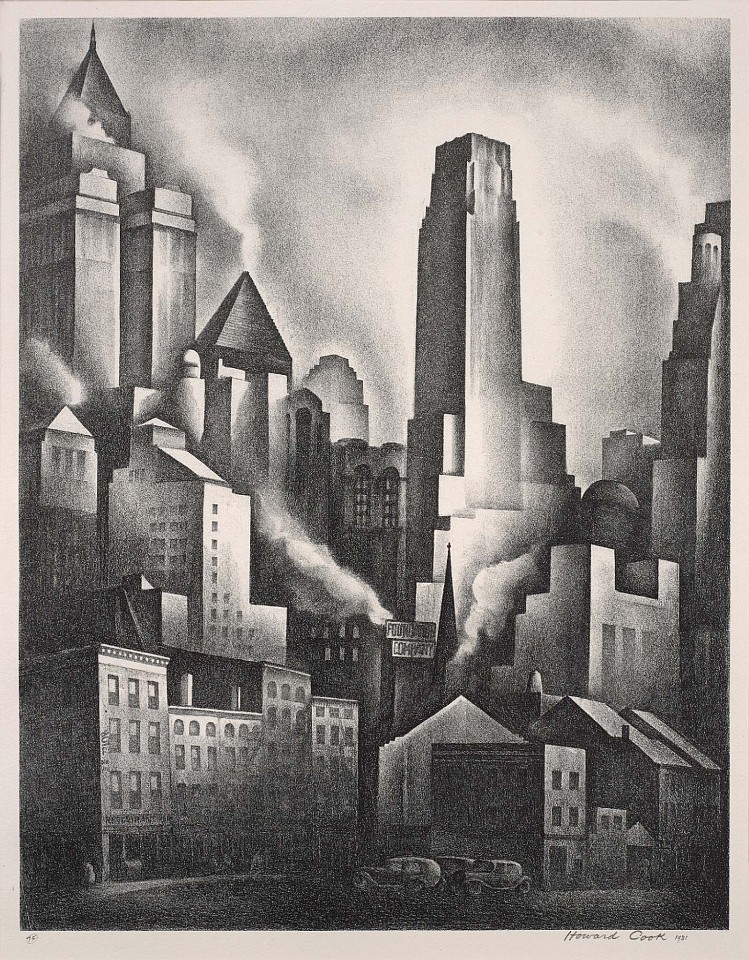 Howard Norton Cook, Financial District, 1931
lithograph, 23 x 16 in. (58.4 x 40.6 cm)
HNC190401
