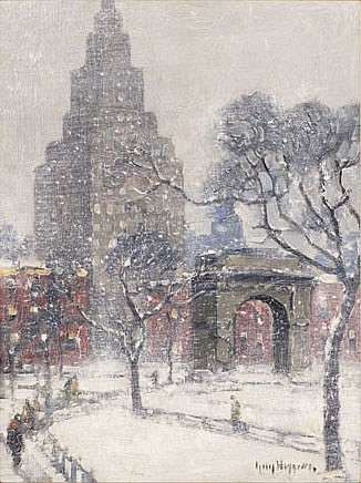 Guy Carleton Wiggins, Washington Square, Winter, New York, 1934
oil on canvas board, 16 x 12 in. (40.6 x 30.5 cm)
GCW190402