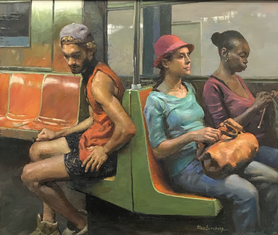 Max Ginsburg, Subway Trio, 2019
oil on canvas, 21 1/2 x 25 1/2 in. (54.6 x 64.8 cm)
MG191001