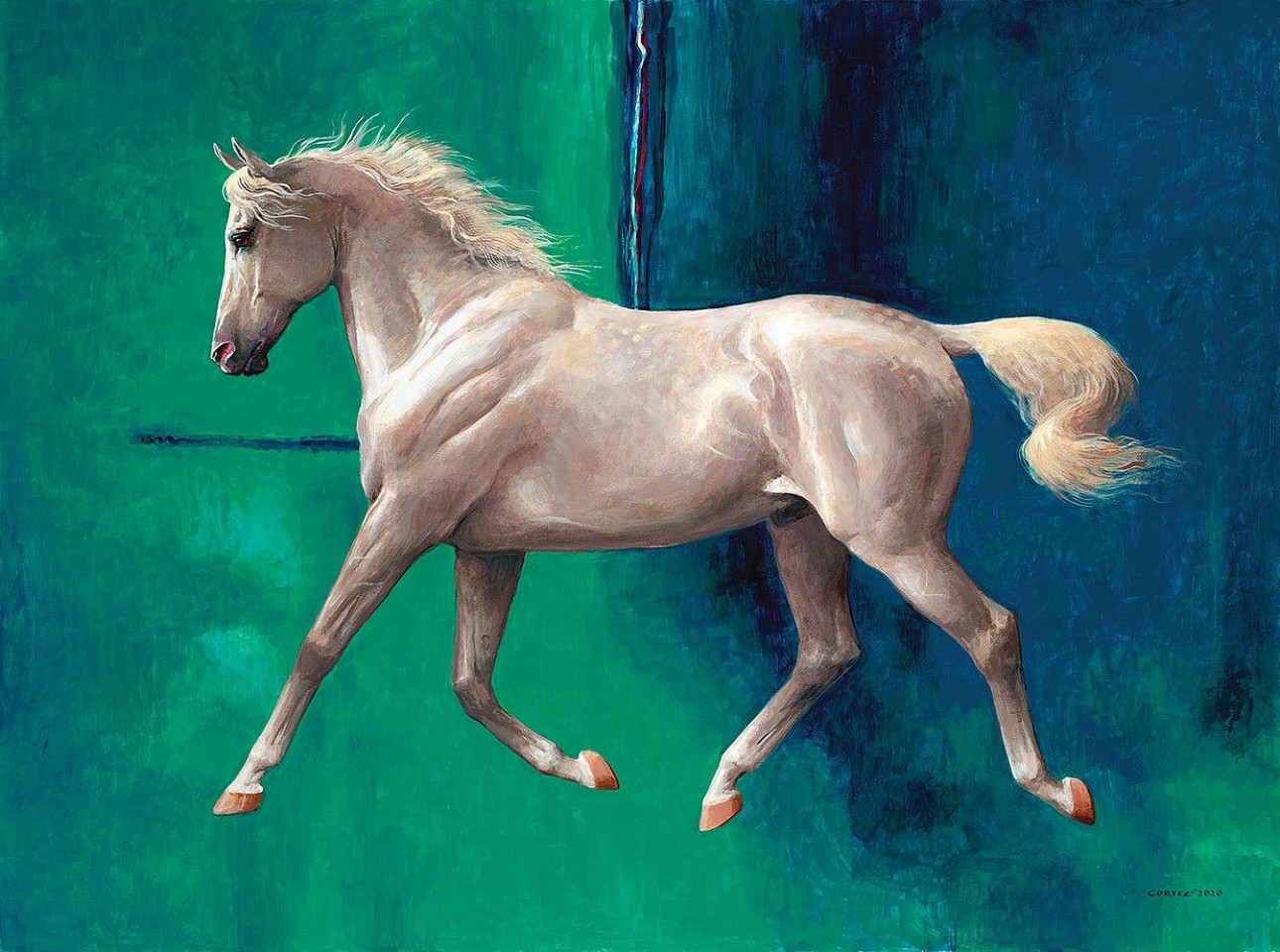 Jenness Cortez, The Whitest Horse Blue #1, 2020
acrylic on mahogany panel, 30 x 40 in. (76.2 x 101.6 cm)
JC200201
