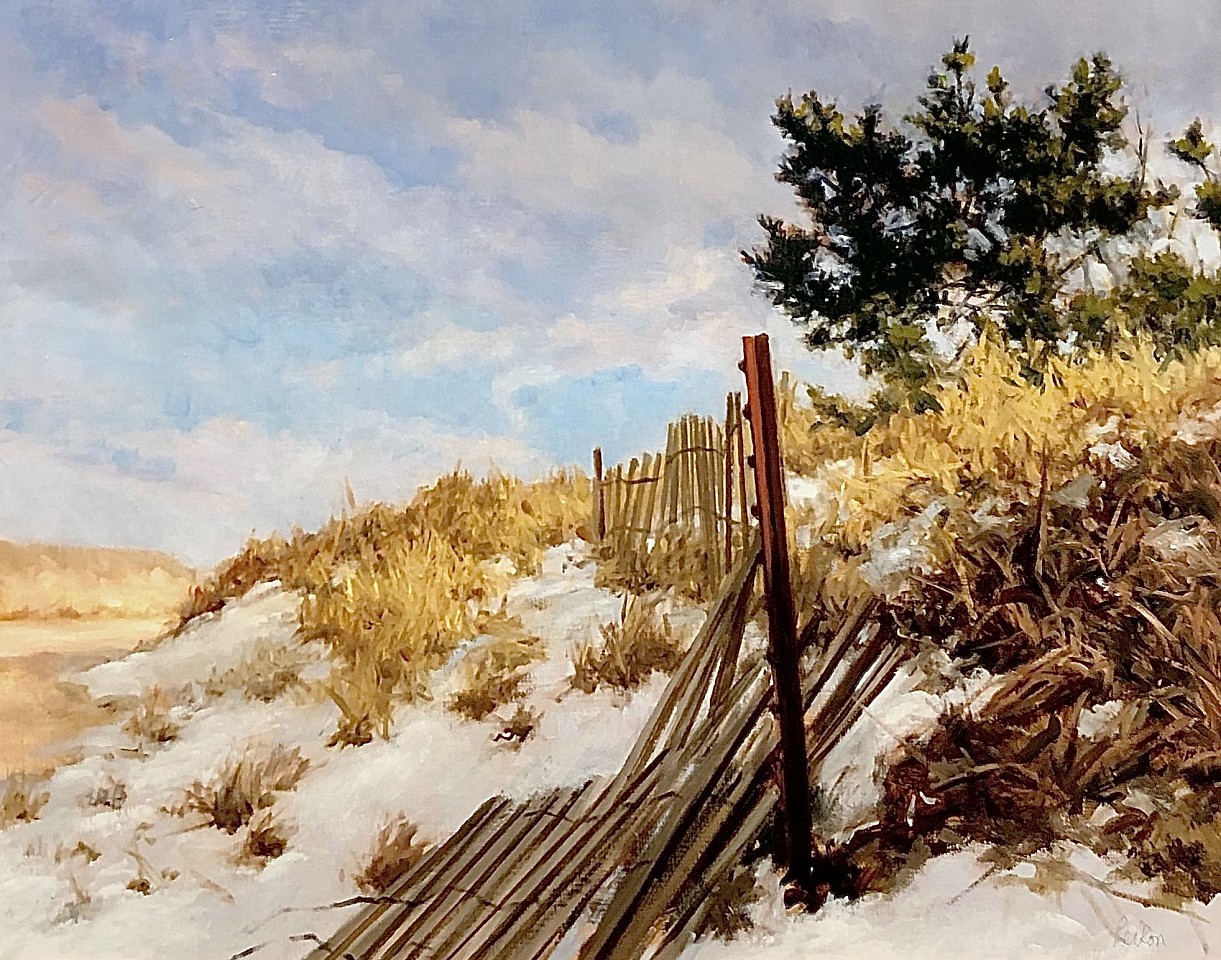 David Peikon, Winter on the Dunes, Fences, 2017
oil on linen, 16 x 20 in. (40.6 x 50.8 cm)
DP201105