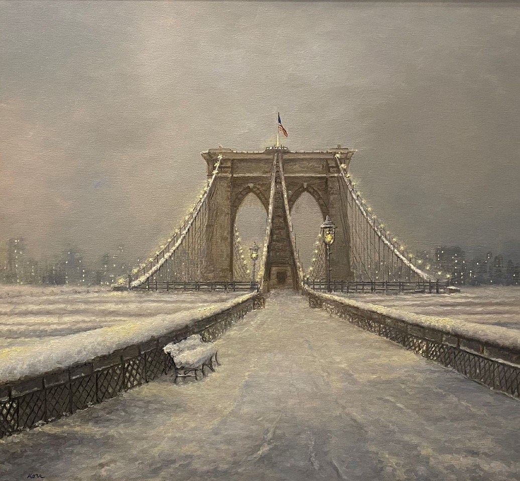 Marla Korr, Brooklyn Bridge in Snow, 2021
oil on linen, 30 x 30 in. (76.2 x 76.2 cm)
MK210501