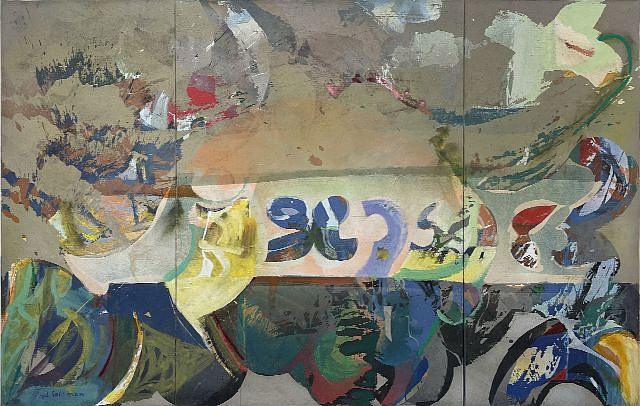 Syd Solomon, Cove Islands Interplay, 1986
Acrylic and aerosol enamel on canvas, 42 x 66 1/2 in. (106.7 x 168.9 cm)
SOL-00207