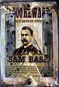Kadir López, WANTED (Sam Bass)
mixed media on vintage enamel sign