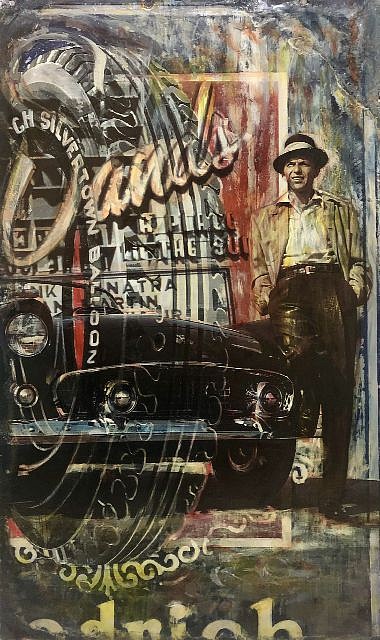 Kadir López, Sinatra
mixed media on vintage enamel sign, 35 x 19 in.
KL220254