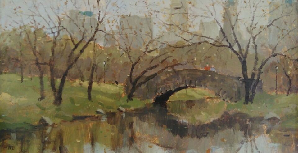 Nicholas Berger, The Gapstow Bridge, study in Fall, 2016
oil on panel, 6 x 10 3/4 in. (15.2 x 27.3 cm)
NB161102