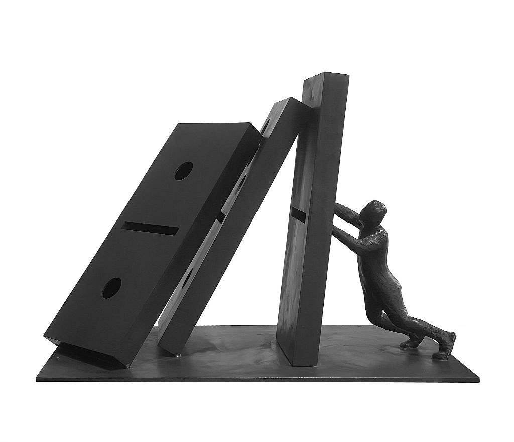 Jim Rennert, Domino Effect, maquette, 2022
bronze and steel, 7 1/2 x 10 x 6 in. (19.1 x 25.4 x 15.2 cm)