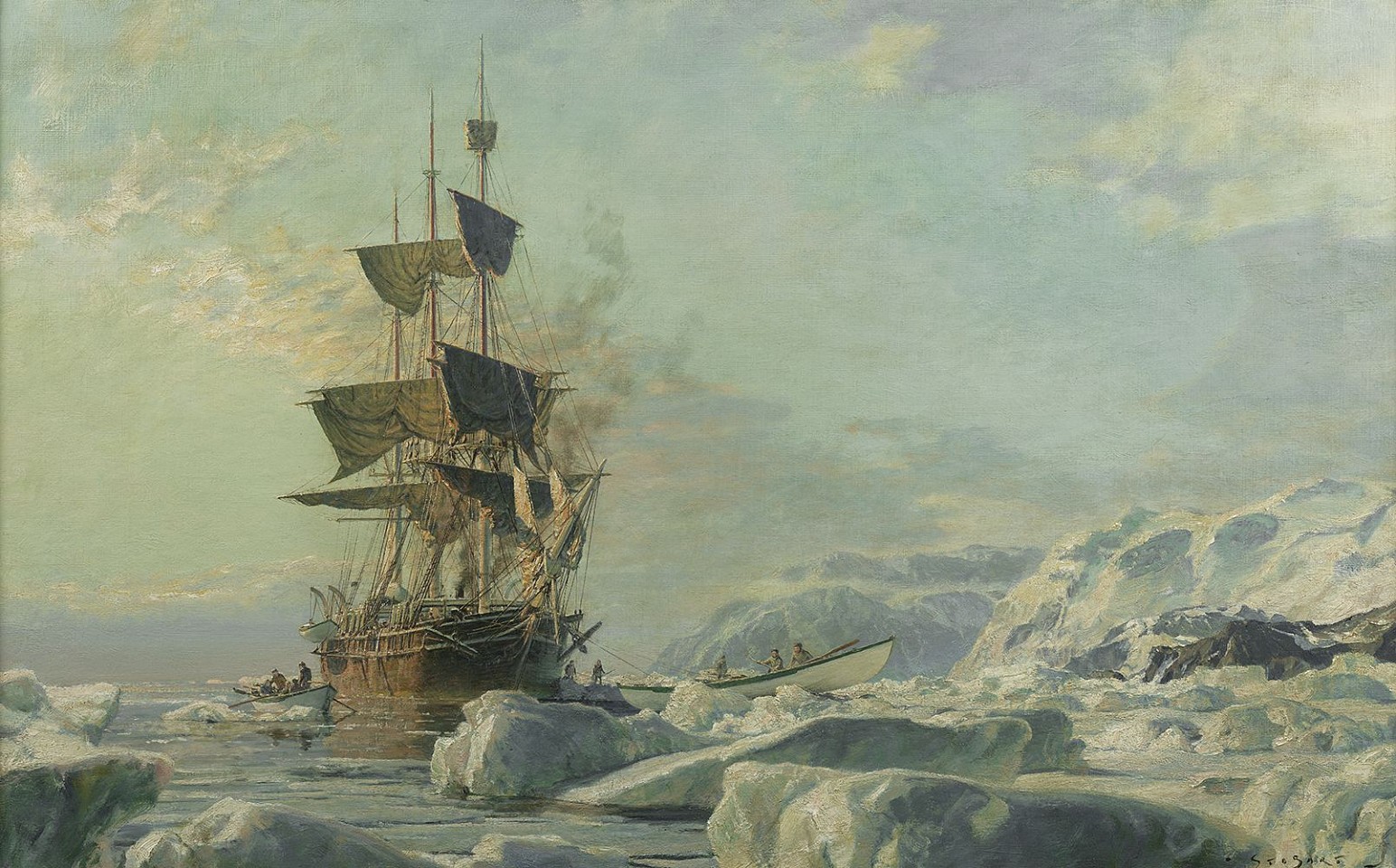 John Stobart, The Whaling Bark Charles W. Morgan, c. 1970
oil on canvas, 24 x 38 in. (61 x 96.5 cm)
JS1043