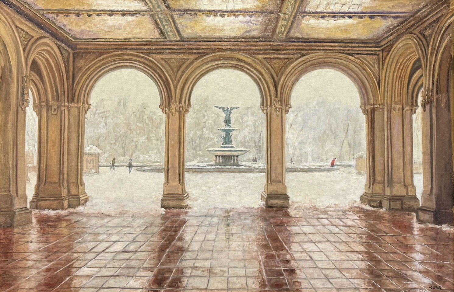 Marla Korr, Bethesda Terrace in Snow, 2024
oil on linen, 20 x 30 in. (50.8 x 76.2 cm)
MK240412