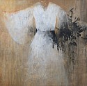 Nathalie Deshairs, Kimono blanc fond sienne
2024, oil on canvas
