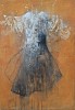 100x70cm petite robe fond orange hst