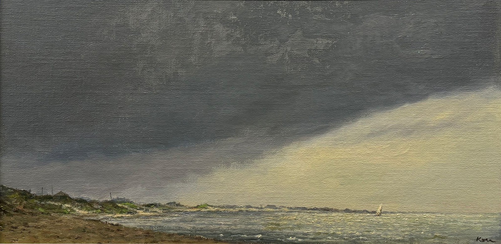 Marla Korr, Storm Over Steps Beach, 2024
oil on linen, 10 x 20 in. (25.4 x 50.8 cm)
MK240901