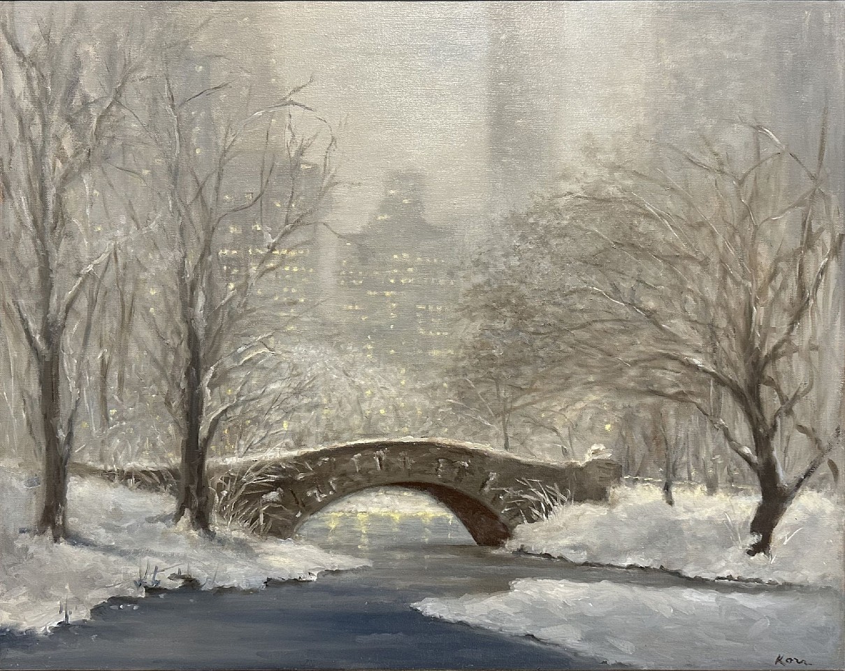 Marla Korr, Gapstow Bridge at Dusk in Snow, 2025
oil on linen, 24 x 30 in. (61 x 76.2 cm)
MK250207