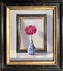 peony in floral vase with frame framed