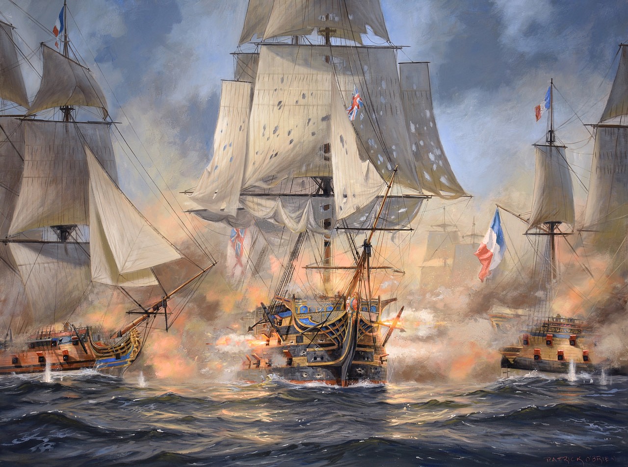 Patrick O&#039;Brien, Breaking the Line, Victory at Trafalgar, 2025
oil on canvas, 30 x 40 in. (76.2 x 101.6 cm)
POB250901