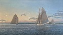 Richard Loud, Schooner Yachts Sachem - Oenone, Passing Port to Port, Vineyard Sound, c. 1900
2026, oil on linen